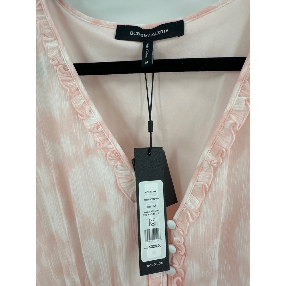 Bcbgmaxazria Short Sleeve Tiered Ruffle Dress in Potpourri Medium NWT - Picture 4 of 6